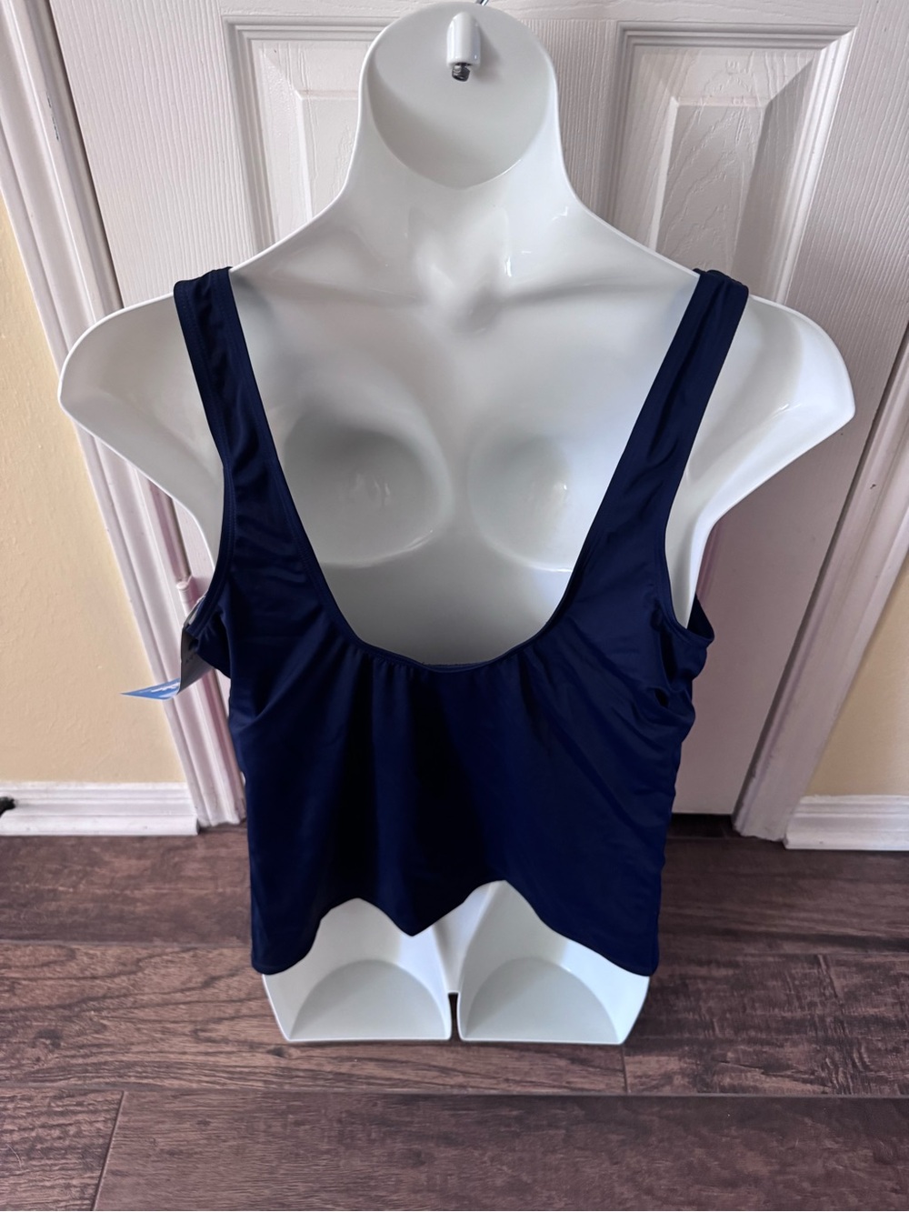 Aqua belle Swimsuits For All 26W Colorblock Navy Blue Pink Full Zip Tankini New - Picture 3 of 15